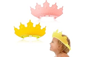 VIKSAUN 2 Pack Shower Caps for Kids,Baby Shower Cap Shield, Hair Washing Shampoo Shield, Baby Shower Cap Shield,Adjustable Crown Hair Washing Shampoo Shield Baby Visor for Eyes,Ears and Face (2 Pack)