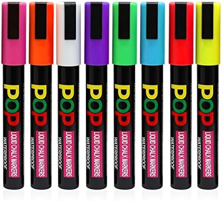 Chalk Marker Pens - Aolestar - 6mm Fine Bullet Nib - Wet Wipe Erase Chalk Markers 8 Colours Liquid Chalk Ink Pens