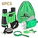 Produktbild VGEBY 6pcs Kit Adventure – Fernglas, Taschenlampe mit Handkurbel, Kompass, Lupe, Pfeife und Rucksack mit Kordelzug, Kit-Exploration für Kinder für Camping und Wandern, Grün