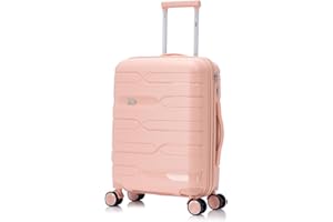 1990s Maleta Mediana expandible Polipropileno 65cm para 23kg (79L)| Maleta Semirigida Extensible con 4 Ruedas Giratorias y Candado Incrustada (Rosa Claro)