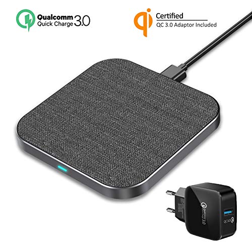 Wefunix Cargador Inalámbrico Rápido [USB C]+Adaptador QC 3.0, 7.5W Qi Quick Charge 3.0 Wireless Charger para iPhone XS MAX XR X 8 Plus Mix 2S, 10W para Samsung Galaxy S10 S9 S8 S7 Note 9/8 etc - MC40