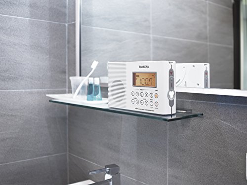 Sangean H201 tragbares Duschradio (UKW/-MW Tuner, wasserdicht, LED-Taschenlampe, Tragegriff) weiß - 8