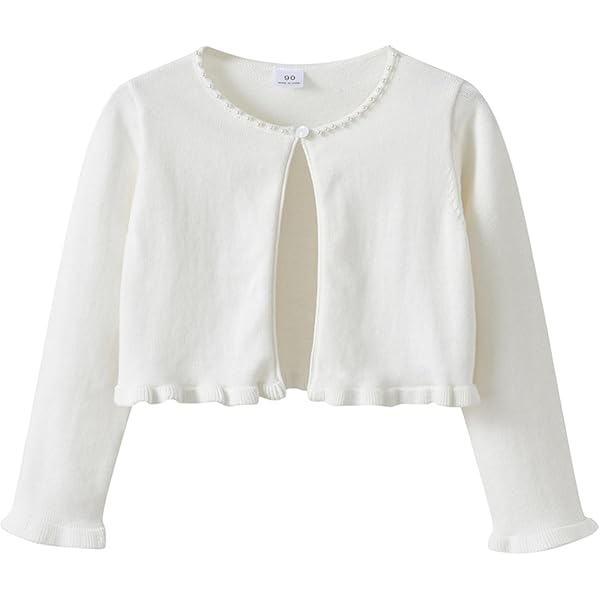 Bolero Per Bambina Con Maniche Lunghe - Cardigan In Cotone Con Perle | Per Cerimonie, Battesimi E Comunioni - Foto 13
