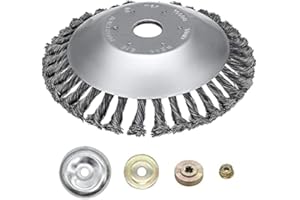 Ellxen Edelstahl Unkrautbürste Unkrauttrimmer Motorsense Freischneider 200 x 25,4 MM Kegel Unkrautbuerste,mit 4 Stück Adaptern,Twist Wildkrautbürste Kann Unkraut und Moos Effektiv Entfernen (8 Zoll)