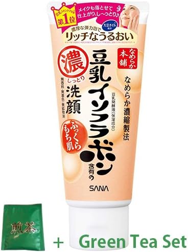SANANameraka Honpo Soy Milk Isoflavone Cleansing Face Wash Moist - 150g (Green Tea Set)Compact by Design (Certified by Amazon)
