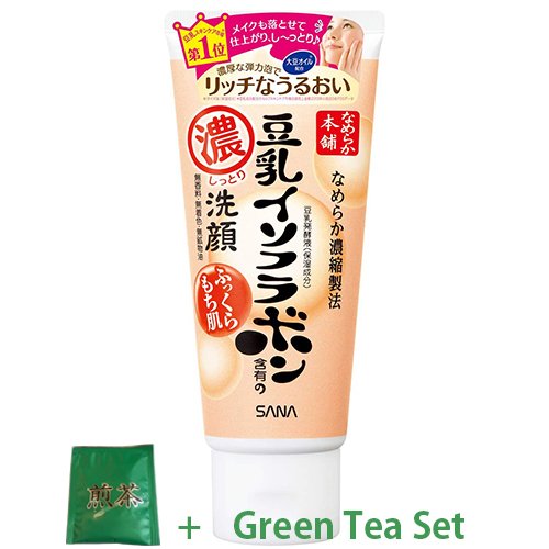 SANANameraka Honpo Soy Milk Isoflavone Cleansing Face Wash Moist - 150g (Green Tea Set)Compact by Design (Certified by Amazon)