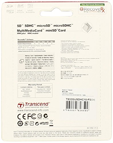 TRANSCEND 32GB microSDHC10 + RDP3 Card Reader - 2