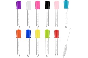 DDKY 11 Pezzi contagocce,Pipette contagocce,Pipette,Pipette liquide, con Pennello per la Pulizia, Sicuro e Pratico, per la Produzione Creativa Fai-da-Te, Produzione Artigianale