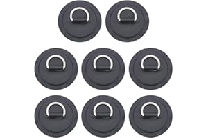 WEBEEDY Lot de 8 Anneau en D en Acier Inoxydable pour Bateau Gonflable, Kayak, Canoë, Anneau en D, Patch en PVC, Planche à Pagaie, Canoë, Rafting (Noir)