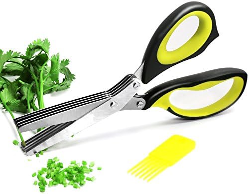 Multipurpose Kitchen Shears with 5 Stainless Steel Blades and Cleaning Comb (Black)