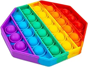 Jialto Pop It Silicone Fidget Toys,Push Pop Bubble Fidget Sensory Toy for Girls Boys Kids Adults (Hexagon Rainbow), Multicolor