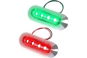 MiOYOOW 2 Pièces Feux Navigation Bateau à LED, Lumières Pont Marines à LED Étanches pour Bateau à Voile Yacht de Nuit 12V (rouge/vert)