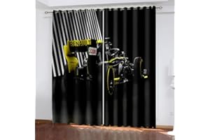 CTQTZ Rennauto Blickdichter Vorhänge Mit Ösen Schwarz und Gelb Verdunkelungsvorhänge Mit Ösen 150x166 cm (BreitexHöhe) 2er Set Gardinen für Dekoration Kinderzimmer