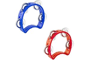 MAONATIVEY Halbmond-Tamburin, 2 Stück Handheld Tamburin mit Metallschellen,Halbmond Percussion Tamburin, für Erwachsene, Kinder, Kleinkinder, Zuhause, Schule, Party