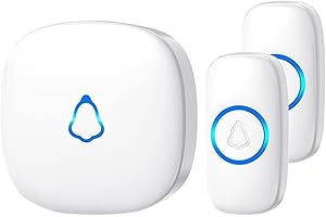 SECRUI Funkklingel Türklingel Set für Haustür, 1 Empfänger + 2 Sender, Funk Tür Klingel, Kabellos Doorbell Haustürklingel mit 58 Melodien, 120dB 5 Lautstufen, IP55 Wasserdicht, LED, 300 m Reichweite