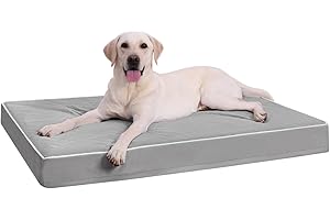 KSIIA Cuccia Cane Interno Taglia Grande, 104x68x8cm, Cuccia per Cani Ortopedico, Letto per Cani Sfoderabile e Lavabile, Cuscino Cane Impermeabile, Base Antiscivolo, Grigio