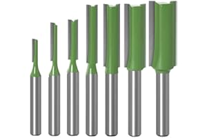 KTOULER 1/4" Shank Flush Trim Router Bit Set 7Pcs Straight Router Bit Set Straight Milling Cutter for DIY Woodworking Tools