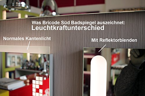 Bricode Süd Wandspiegel, Badezimemrspiegel mit LED Beleuchtung 80x60cm Tower Badspiegel warmweiß (C/96/60) - 5