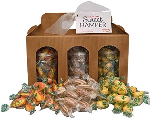 Sugar Free Sweet 3 Jar Hamper Box - Diabetic Sweets, Gift or Present for Christmas, Birthday, Anniversary etc (Selection 1)