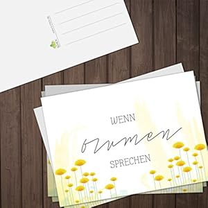 POSTKARTE BLUMEN SPRECHEN GELB