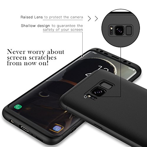 Qissy   Carcasa Samsung Galaxy S8 3 in 1 Todo Incluido Anti-Scratch Ultra Slim Protective 360 PC Case Cover para Samsung Galaxy S8 5 8    Negro 