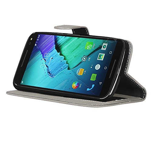 Motorola Moto X Play (5,5 Zoll) Hülle, Cozy hut TPU Silikon Hybrid Handy Hülle Matte Series Case Durchsichtig Stoßfest Tasche Schutz Scratch-Resistant de protection Case Tasche Etui Shell für Motorola Moto X Play (5,5 Zoll) Schutzhülle Folio Magnetverschluss Flip Case Wallet Taljereep Fall Handyhülle mit Kartenfach und Standfunktion – Grau matt - 7