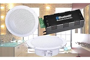Digitalis Audio Bluetooth Ceiling Speaker Kit Bluetooth Amplifier Water Resistant Ceiling Speakers Perfect for Kitchen or Bathroom (2 Speaker Set)