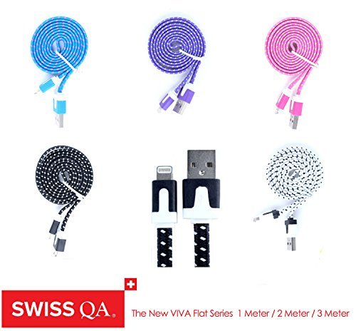 Lightning Kabel – 2 x 3m, Weiß, geflochten – Sehr schnelles iPhone 7 Ladekabel – verstärktes USB Datenkabel mit Knickschutz – Für Apple iPhone 7 6 5, iPad, iPod – SWISS-QA Geldrückgabe Garantie - 9