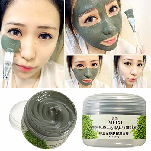 LuckyFine Organic Facial Mung Bean Mud Mask Shrink Pores Whitening Remove Acne Blackhead