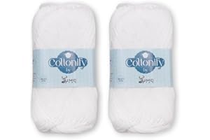 Cottonify 4 Ply Pack of 2 100% Combed Cotton Mercerized Crochet and Knitting Yarn| 4 Ply Medium Weight | Gassed & Mercerized Ne 6/4 Soft Yarn – 186 Yd 100 Grams per Ball | (2, White)