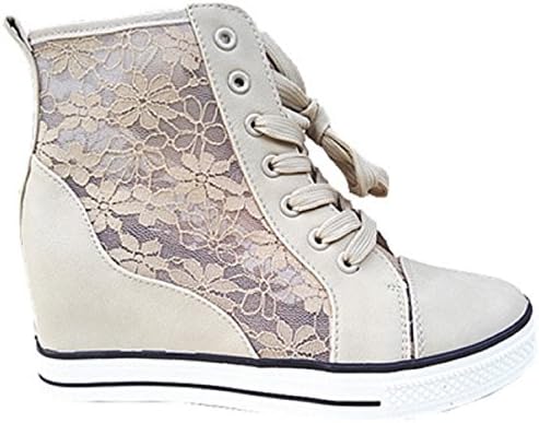 Basketball Rising Wedge Women's Shoe Lace Girl Fashion Lace Z-1 Beige beige Size: 7