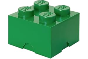 ROOM COPENHAGEN LEGO Storage Brick 4 Knobs verde - Scatola Portaoggetti Impilabile 5,6 l – Contenitore in Plastica con Coperchio, Organizer per Scrivania e Giocattoli
