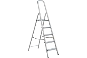 Draak Step Ladder 5 Step With Hook - Non Slip Treads - Ladder Made from Lightweight Aluminium Certified to BS EN 131 Part 1-3