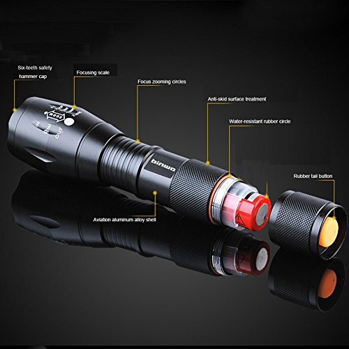 Binwo Superhelle CREE LED Taschenlampe 2000 lumen, inklusive Wiederaufladbare Batterie Und Ladegerät, Mit einstellbarem Fokus - 6