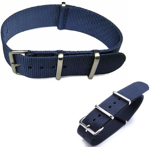 Nato Military strapNATO Militray Watch Strap Navy Blue Width 18mm, 20mm, 22mm Length 11 inches with Stainless Steel Buckle (Gents, 22 Millimeters)