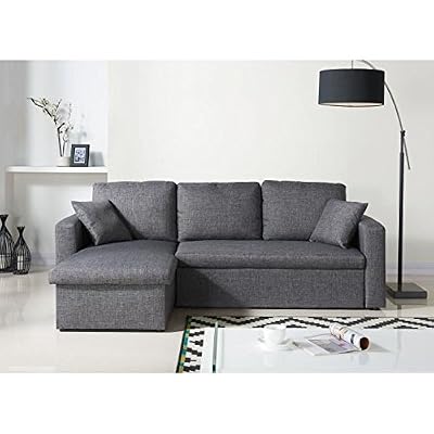 Générique Aspen canapé d'angle réversible convertible 4 places - 223x146x85 cm - tissu - gris