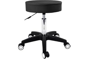 FURWOO Rollhocker mit Rädern Verstellbarer Arbeitsstuhl Drehbarer Salonhocker Schreibtischhocker Runder Ladenhocker(Schwarz)
