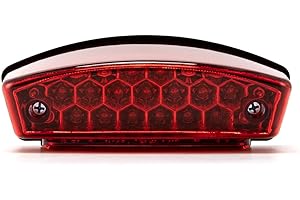 EVOMOSA Luces traseras de moto Universal 12V 21 LED Motocicleta Luz de matrícula blanca Piloto trasero rojo Luz de freno Stop (Carcasa roja)