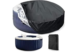 BuNiq Bache Spa Gonflable, Couverture Piscine Ronde Imperméable Noir 210x90cm