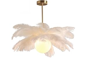 Plafonnier Guanshan en plumes d'autruche blanches abat-jour en plumes d'autruche pour chambre à coucher, salon