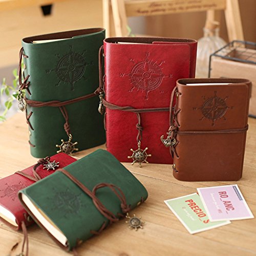 Tinksky Vintage Notizbuch klassische PU Leder Cover Journal Notebook Retro Spirale Ringbuch Tagebuch - 5