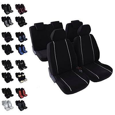 DBS - Housses de sièges - Voiture/Auto - 5 Sièges - Noir et Blanc - Universelles - Anti-dérapant - Lavable