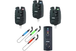 ‎HIRISI TACKLE Hirisi Tackle Drahtloses Karpfenangeln Bissanzeiger Set 4+1Wasserdichtes Angelzubehör Bissanzeiger mit Funk (FBM-SQ-3)