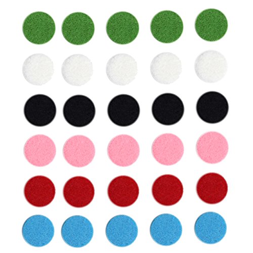 JOVIVI 30 Pack Aromatherapy Diffuser Locket Necklace Refill Pads - 6 Assorted Colors