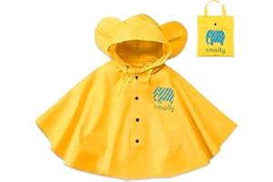 Gudotra Impermeabile Pioggia Incappucciati Poncho Antipioggia Bambini Giallo Unisex Mantellina Pioggia per Bambino Bambina 1-5 Anni