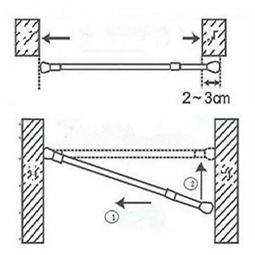 Ausziehbar Scheibengardinenstange Tür- Fenster- Klemmstange Gardinenstange Dusche (weiß, 70 bis 120 cm) - 6