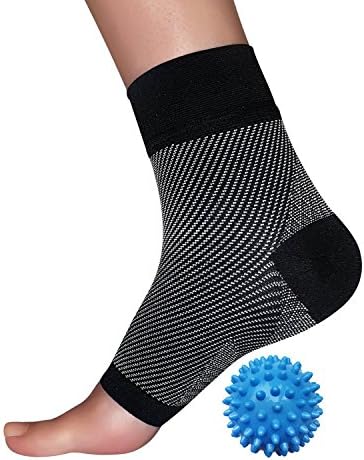 Toeless Plantar Fasciitis Compression Socks With One Spiky Massage Ball Bonus - Best Heal Bundle For Your Foot Pain, Ankle &amp; Arch Support and Swelling (Black, L/XL)