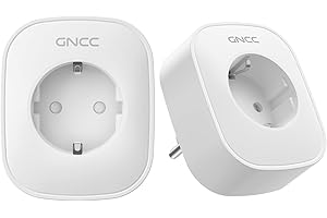 WLAN Smart Steckdose GNCC mit Energieverbrauchskontrolle Fernbedienung & Sprachsteuerung, Intelligente Steckdose Funktioniert mit Alexa/Google Home, Nur 2.4GHz WIFI, 16A 3680W，2 Stücke