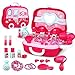 Price comparison product image Super-Life Make Up Box Toy Set Baby Little Girl Plastic Miniature Hair Dryer Comb Necklace Bracelet Ring Pretend Play Children's Kit (Rose)