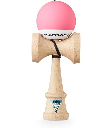 Kendama KROM Pro Pop Rouge – Bilboquet Japonais En Bois – Cups Agrandies, Vernis Adhérent – Pack Avec Ficelle Et Stickers